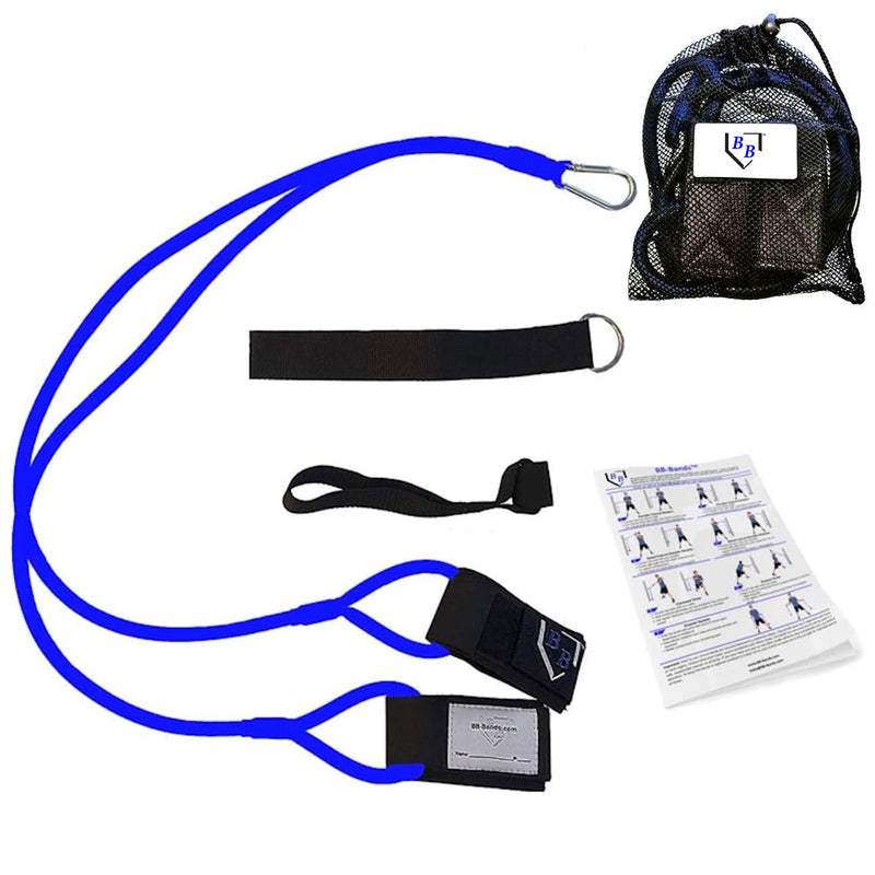 BB Bands Baseball Softball Resistance Training Bands - Arm Strength, Pitching Conditioning Equipment, 3 Strengths (Youth, Adult, Heavy), 7 Colors, Includes Anchor Strap, Door Mount, Bag, Workout Guide Royal Blue - BeesActive Australia
