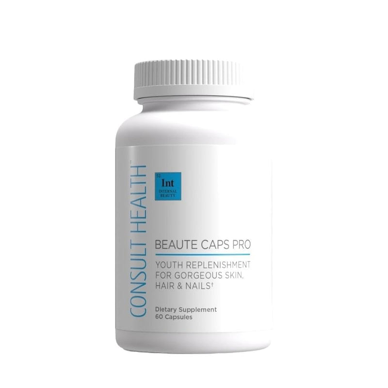 Consult Health Beaute Caps PRO, Biotin 10,500 mcg, Clinically Tested Supplement with Collagen & MSM, Supports Healthy Hair Growth, Skin and Nails, USA Made, 60 Capsules 60 Count (Pack of 1)