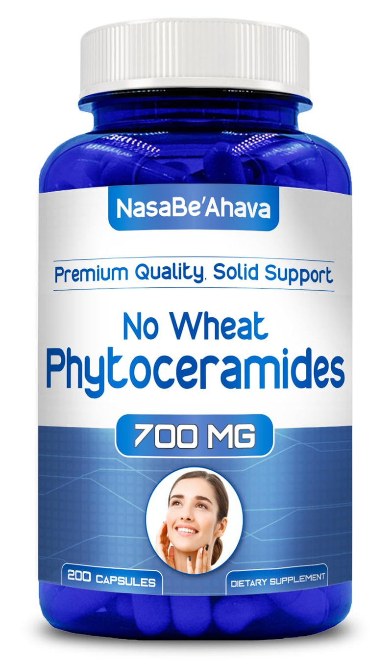 Extra Strength Phytoceramides Supplement 700mg | Wheat and Gluten Free Plant Based Ceramides Supplement with A C D E Skin Vitamins for Women | Hydrating Skin Care Capsules for Women (100 Day Supply)