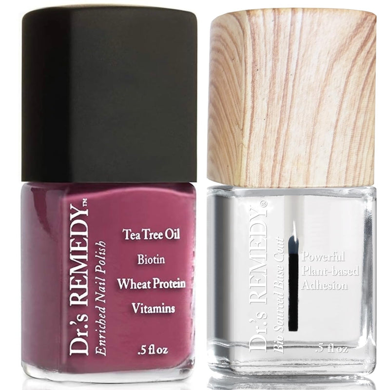 Dr.'s Remedy Enriched Nail Polish, Brave Berry With Base Coat Set 0.5 Fluid Oz Each Brave Berry with Total Two In One