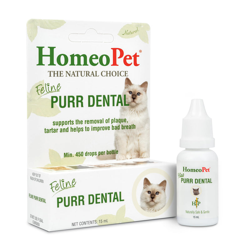 HomeoPet Feline Purr Dental, Safe and Natural Tooth and Dental Care for Cats, Cat Dental Care, 15 Milliliters 15mL - BeesActive Australia