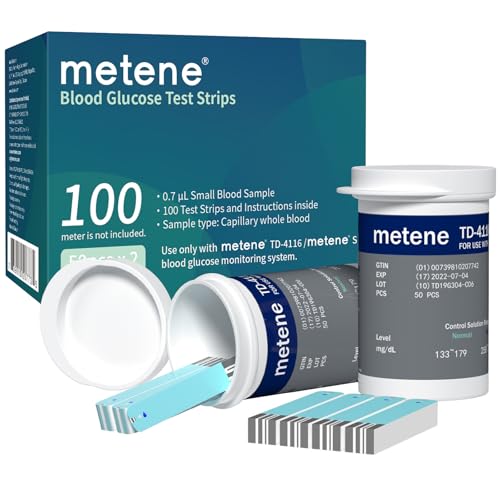 Metene TD-4116 Blood Glucose Test Strips, 100 Count, No Monitor 1 Count (Pack of 100)