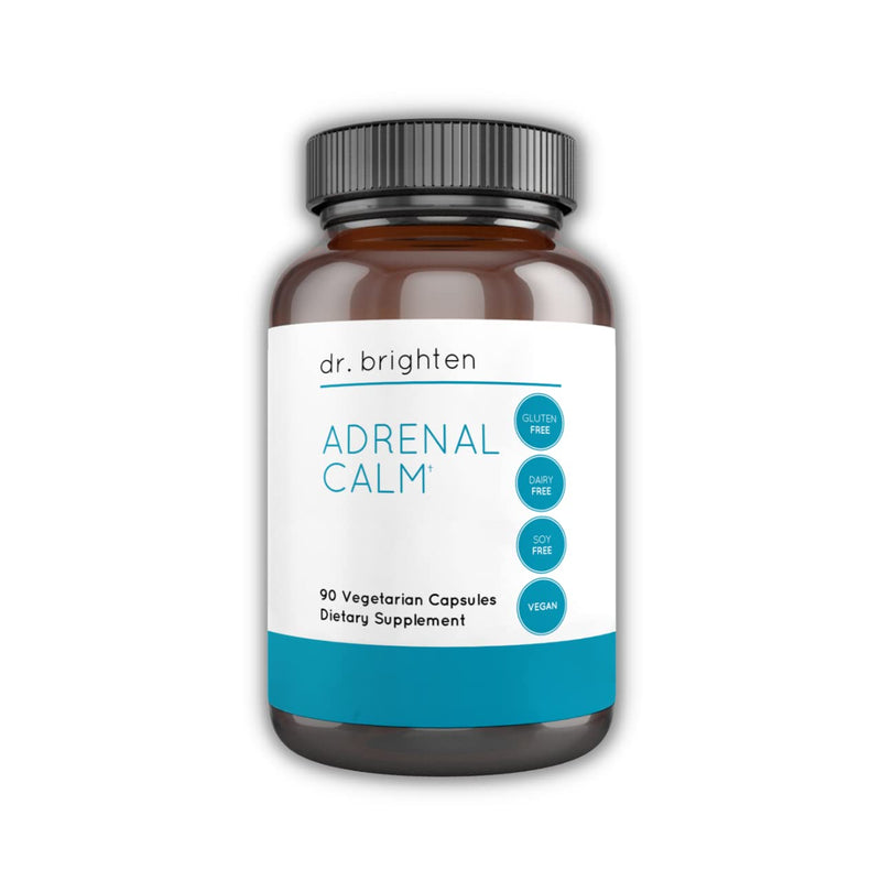 Dr. Brighten Adrenal Calm — Ashwagandha, B Vitamins, Lemon Balm and Amino Acids for Stress Relief, Better Sleep and Balanced Cortisol, Non-GMO — 90 Capsules 90 Count (Pack of 1)