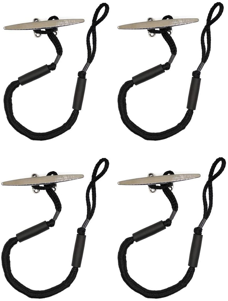 Bungee Dock Lines - Boat Accessories - 4 Feet Shock Cords Docking Rope Mooring Rope for PWC,Jet ski,Pontoon,Kayak,Canoe,Power Boat,Watercraft (Black) Black