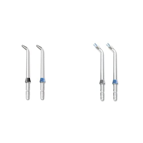 Waterpik Geniune Precision Tips for Handheld Cordless Water Flossers (Formerly Classic Jet) JT-450E, 2 Count with Waterpik Plaque Seeker Tips PS-100E, 2 Count (Pack of 2)
