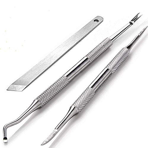 Manicure Tools Pedicure Tools-Multi-Function Double End Nail Lifter, Ingrown Toenail Tool, Callus Remover and Trimmer Cutters Nail Tools with 100% Stainless Steel with Non-Slip Handle 3 Count