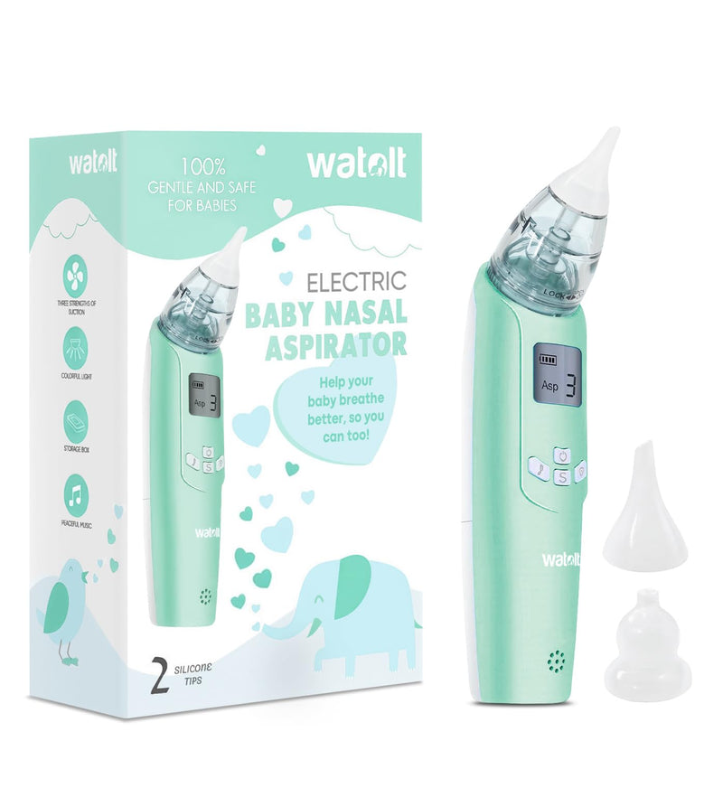 Watolt Baby Nasal Aspirator - Electric Nose Suction for Baby - Automatic Booger Sucker for Infants - Battery Powered Snot Mucus Remover for Kids Toddlers Green