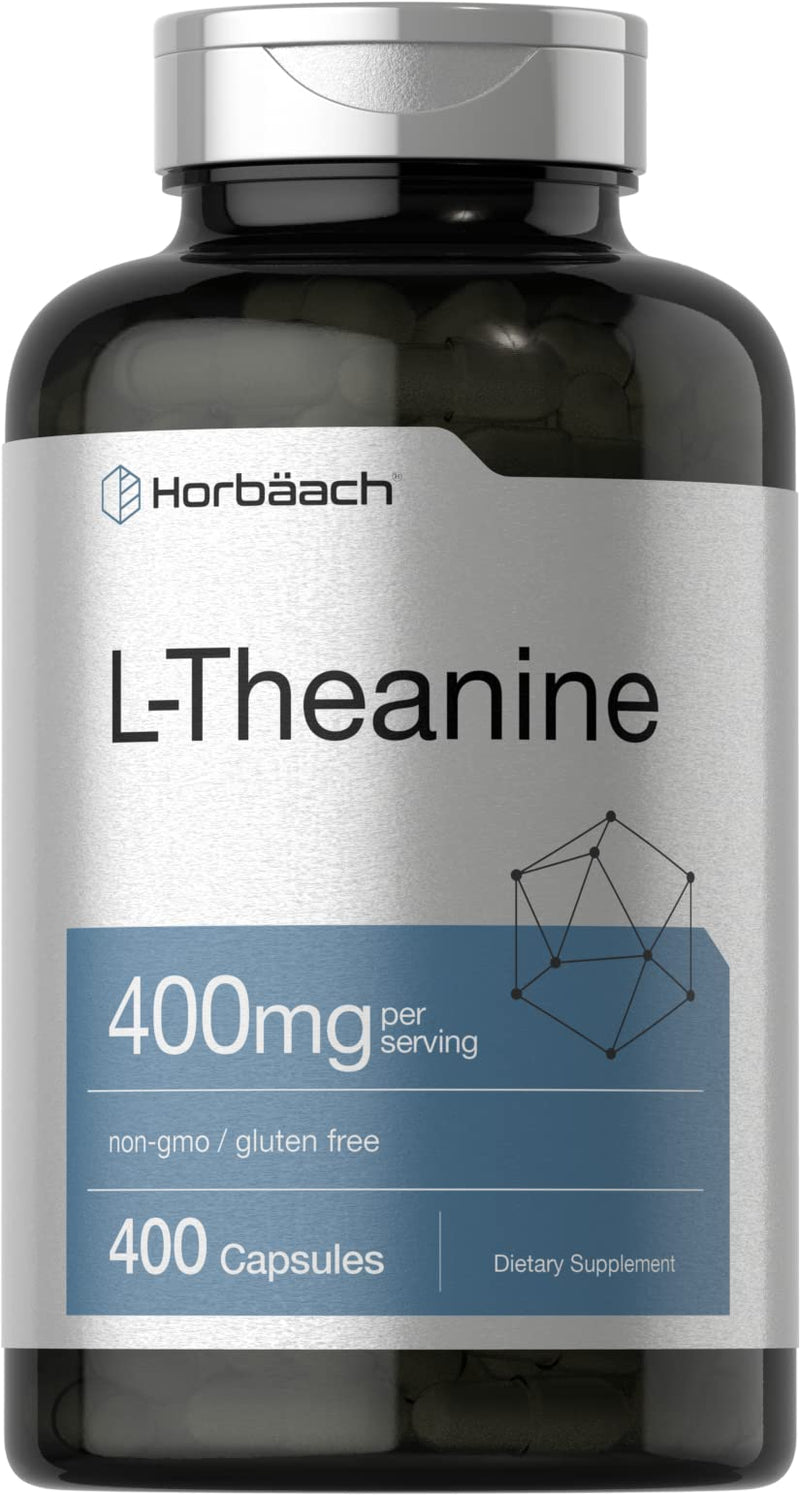 Horbäach L-Theanine 400mg | 400 Capsules | High Potency Supplement | Non-GMO & Gluten Free 400 Count (Pack of 1)