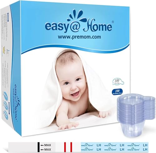 Easy@Home Ovulation Test Strips, 100 Pack Fertility Kit with 100 Urine Cups 100 Count (Pack of 1)