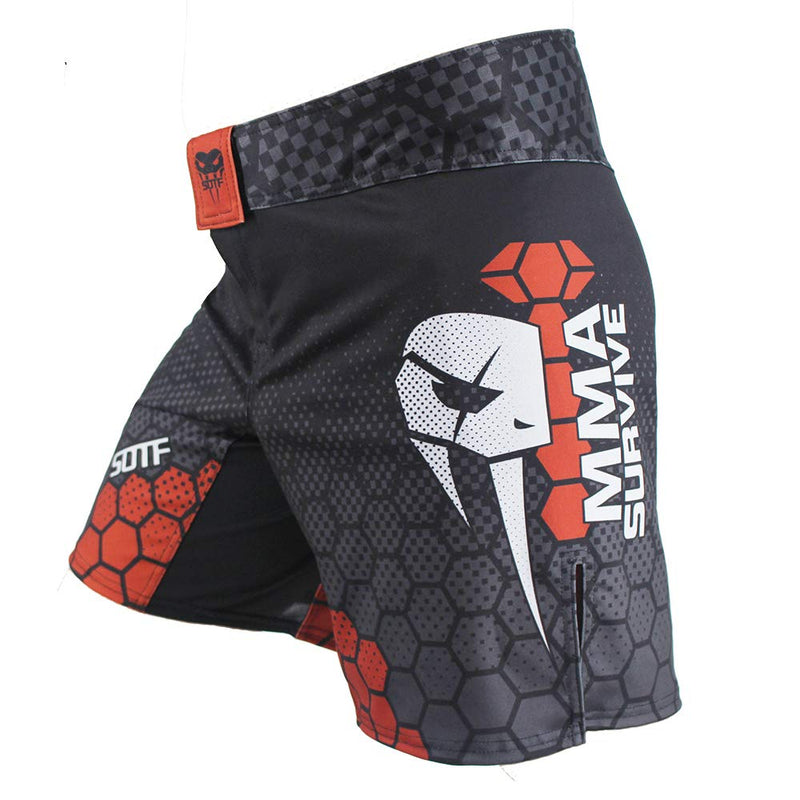 Boxing Shorts for Men Training Fight Shorts Men MMA BJJ Shorts No Gi Black Red Medium
