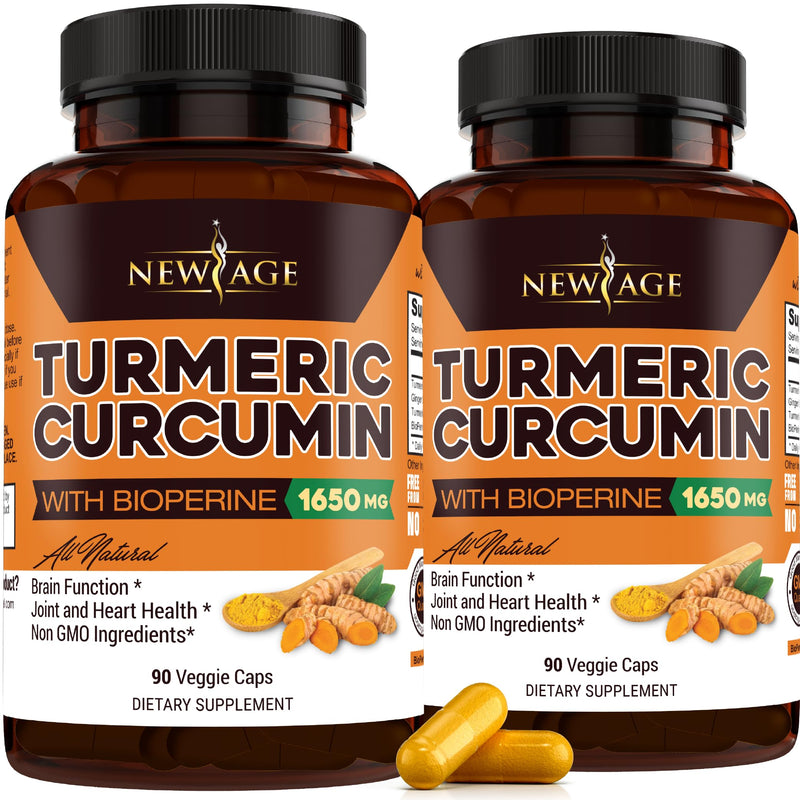 Turmeric Curcumin with Bioperine Capsules - Natural Joint & Healthy Overall Support with 95% Standardized Curcuminoids - Non-GMO, Gluten Free 180 Count (Pack of 2) 180 Count (Pack of 2) - BeesActive Australia