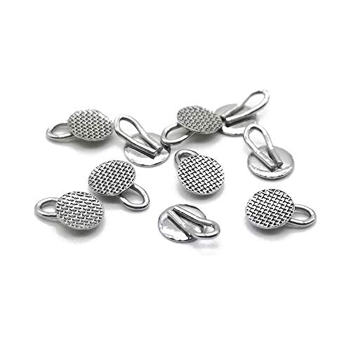 Dental Orthodontic Bondable Caplin Hook Lingual Buttons With Traction Hook,10pcs/Pack, Mesh Base (5 Packs)