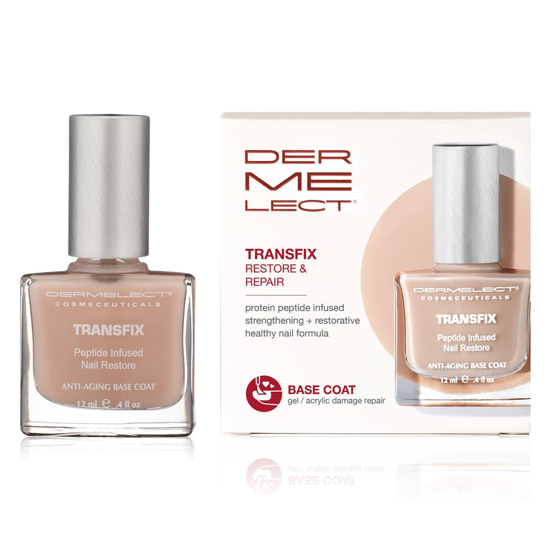 Dermelect Transfix Nail Restore Base Coat- with Protein Peptides Strengthening, Nourishing, Concealing Treatment for Weak Nails, Peeling, Breaking, Splitting, Damage 0.4 oz - BeesActive Australia