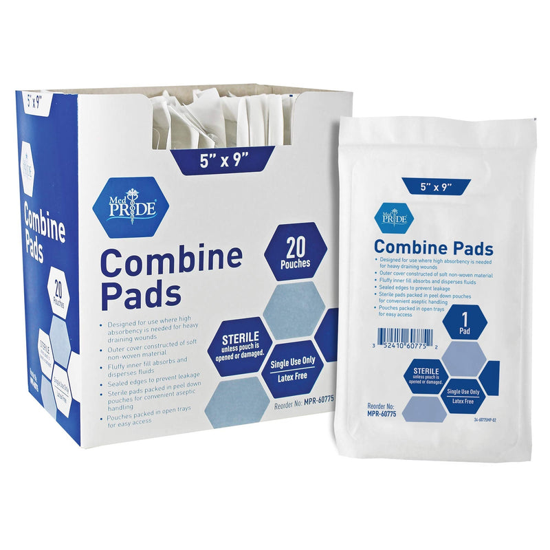 Medpride Sterile Abdominal- ABD Combine Pads| 40-Pack, 5 x 9 Inches| Extra Absorbent & Thick, Individually Wrapped Wound Dressing, First Aid Pads| Surgical-Grade, Nonstick- for Heavy Leakage, Post Op - BeesActive Australia