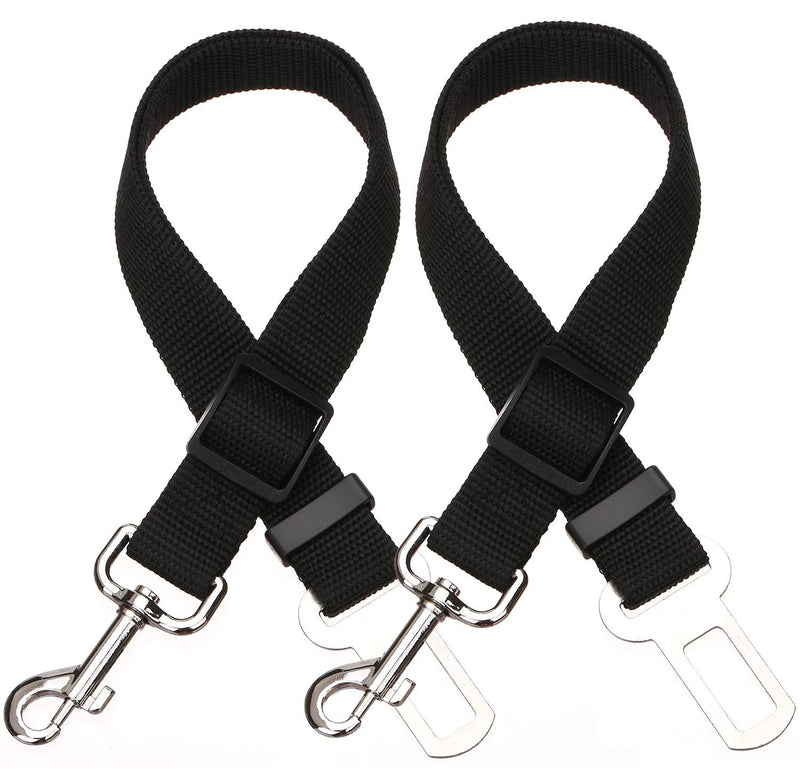 Elisel Elisel 2 Packs Adjustable Length Pet Dog Cat car seat Belt Pet seat Belt Pet Accessories for Dogs Cats and Pets (Black) black - BeesActive Australia