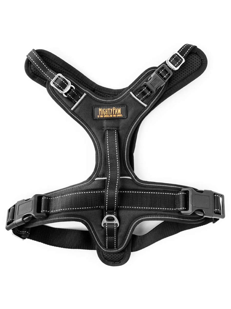 Mighty Paw Sport Harness 2.0 - Padded Dog Harness - Adjustable Neck and Chest Straps - Enhanced with Reflective Stitching - No-Pull Front Leash Attachment - Easy Grip Handle - Ultimate Comfort Medium Black - BeesActive Australia