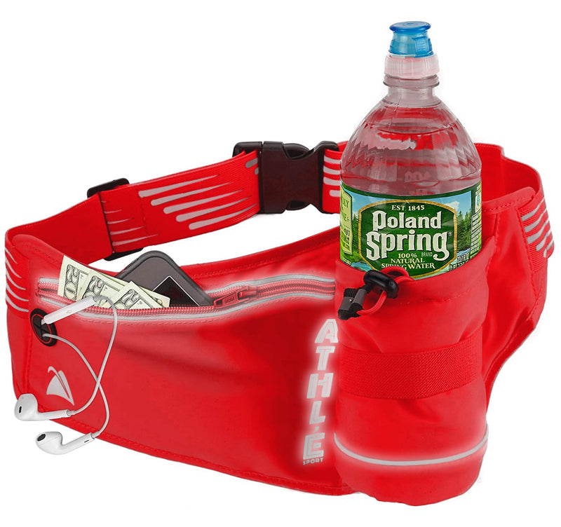 Running Fanny Pack with Water Bottle Holder - Adjustable Running Belt With Water Bottle Holder and Pouch - One Size Fits All Travel Fanny Pack Red