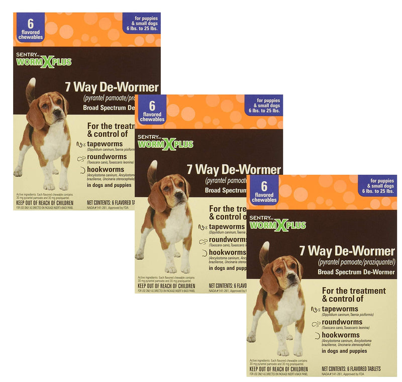 Sentry Worm X Plus 7 Way DeWormer Small Dogs (6 Count), Pack of 3 - BeesActive Australia
