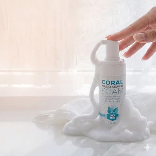 Fluoride Free Foam Toothpaste Coral Calcium Nano Silver Natural Mint 4oz 4.2 Ounce (Pack of 1)