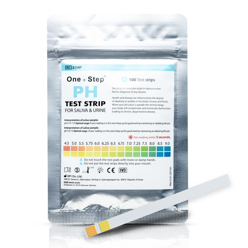 One Step pH Test Strips for Urine & Saliva Testing (4.5-9.0), 100 pH Strips, Test Alkaline & Acid Levels in The Body, Body pH Test Kit, Highly Accurate Results in Seconds, Home Health Tests - BeesActive Australia