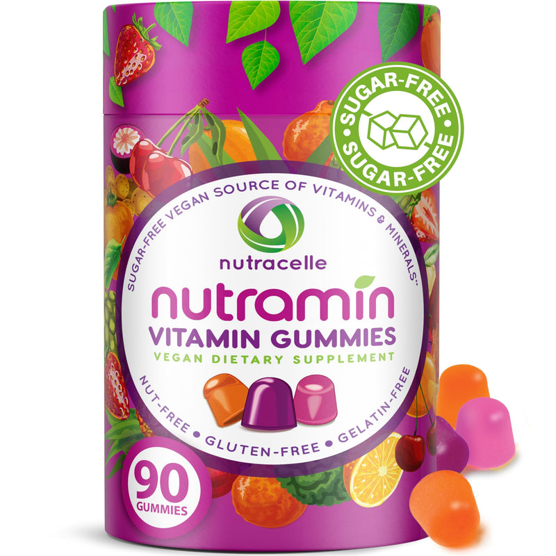 NUTRAMIN Daily Vegan Keto Multivitamin Gummies, Sugar-Free, 90 Count | Non-GMO Natural Vitamin C, D, Zinc for Immunity, Plant-Based, Nut-Free, Gluten-Free, Biotin, Vitamin A, B, B6, B12, 45-Day 90 Count (Pack of 1)