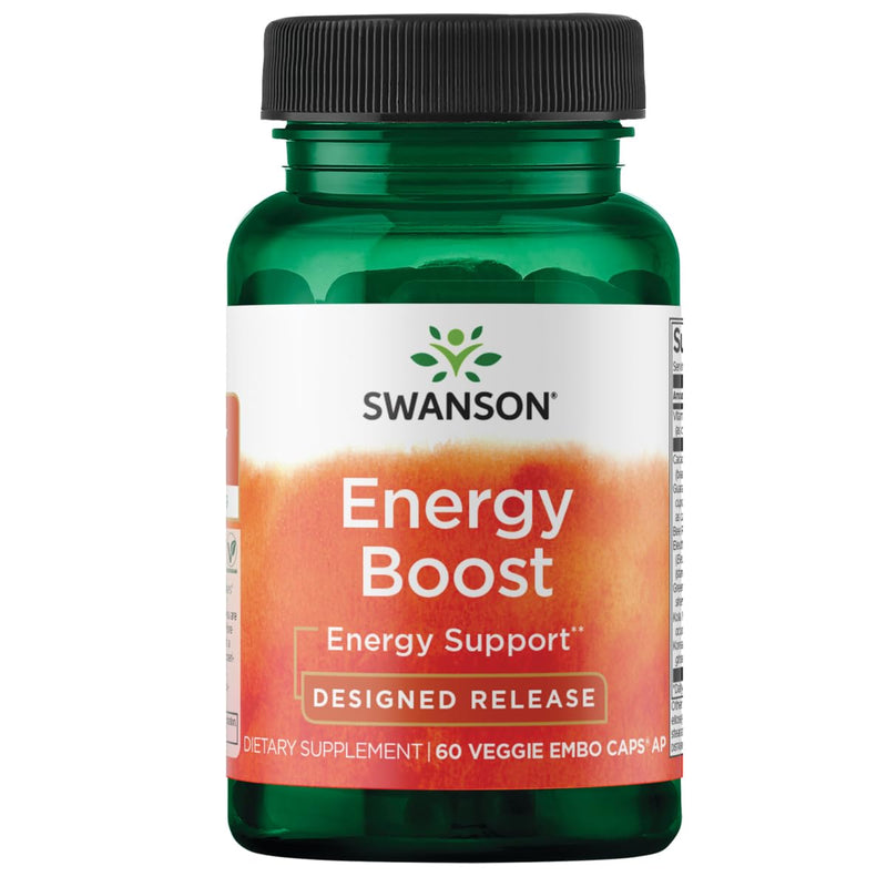 Swanson Ultra Energy Boost Designed Release, 60 Veg Caps | Energy Boost with Vitamin B-12, Kola Nut, Guarana and Green Tea, Designed-Release Vegetarian Capsules 60 Count (Pack of 1)