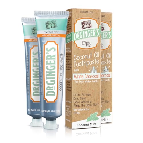 Dr. Ginger’s Whitening Toothpaste, White Coconut Charcoal, 4 oz, 2 Pack