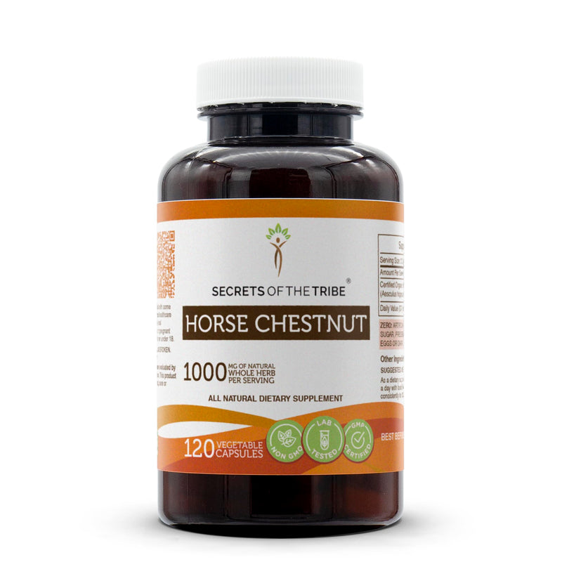 Secrets of the Tribe Horse Chestnut 120 Capsules, 1000 mg, made with Organic Horse Chestnut (Aesculus hippocastanum) Dried Nut (120 Capsules) - BeesActive Australia