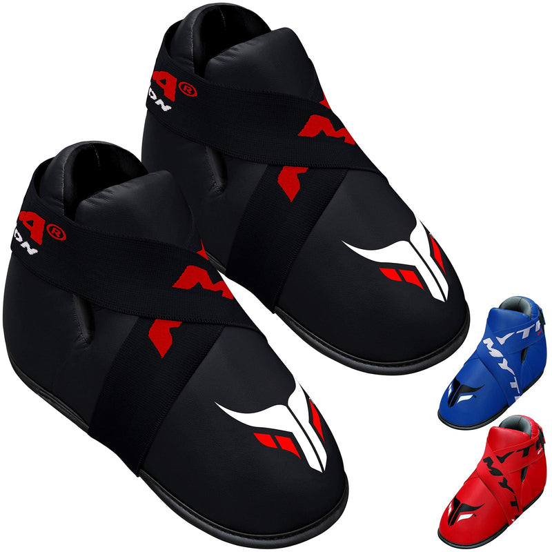 Mytra Fusion Semi Contact Boots – Kickboxing Boots and Foot Pads for Sparring, MMA, Muay Thai, Karate, Training, Fighting and Martial Arts Black Large