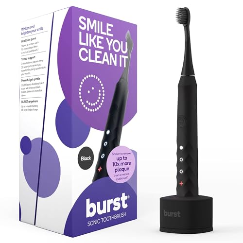 Burst Original Sonic Electric Toothbrush for Adults (Black) | Soft Bristle Black