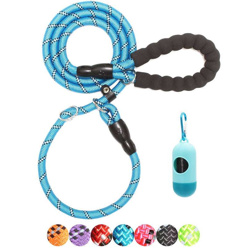 BAAPET 6 Feet Slip Lead Dog Leash Anti-Choking with Upgraded Durable Rope Cover and Comfortable Padded Handle for Large, Medium, Small Dogs Trainning with Poop Bags and Dispenser (Blue) Blue - BeesActive Australia