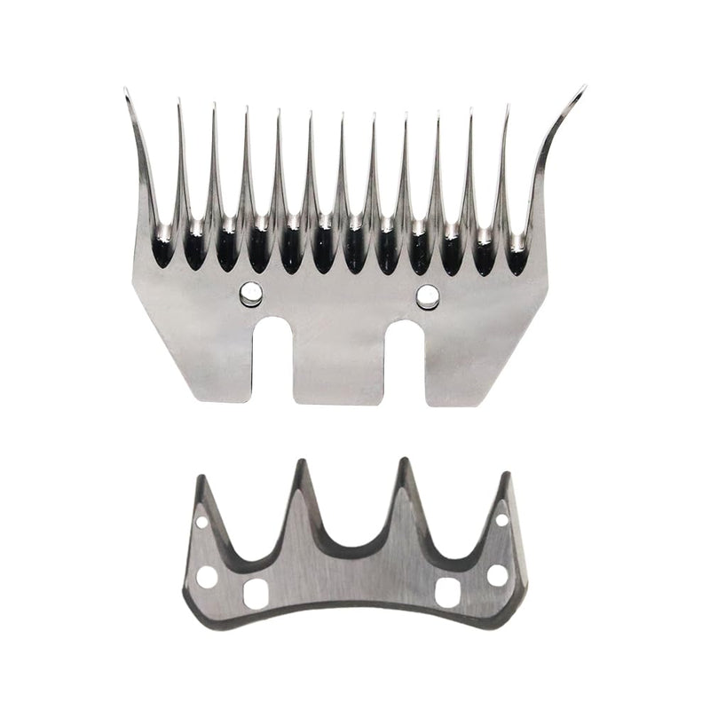Sheep Shears Blades Curved Wool Shearing Comb and Cutter Blade Set for Alpaca Goats Wool Cutter Grooming Trimmer(13T Scimitar+Front Blade) 13T scimitar+front blade - BeesActive Australia