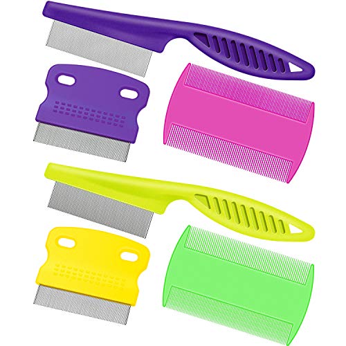 Boao 6 Pack Flea Comb Pet,Pink, Green, Purple, Yellow Pink, Green, Purple, Yellow