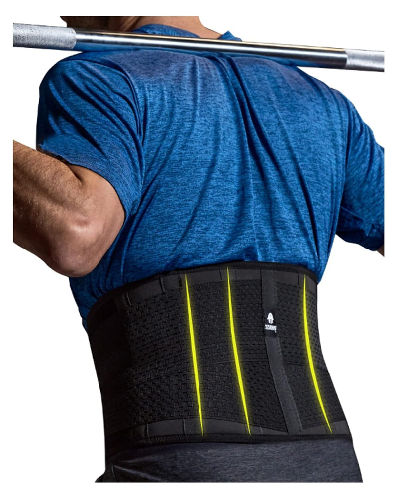 Tecnomed Latex Back Support Belt for Men & Women - Waist Lumbar Support Lower Back Brace for Lower Back Pain Relief Large