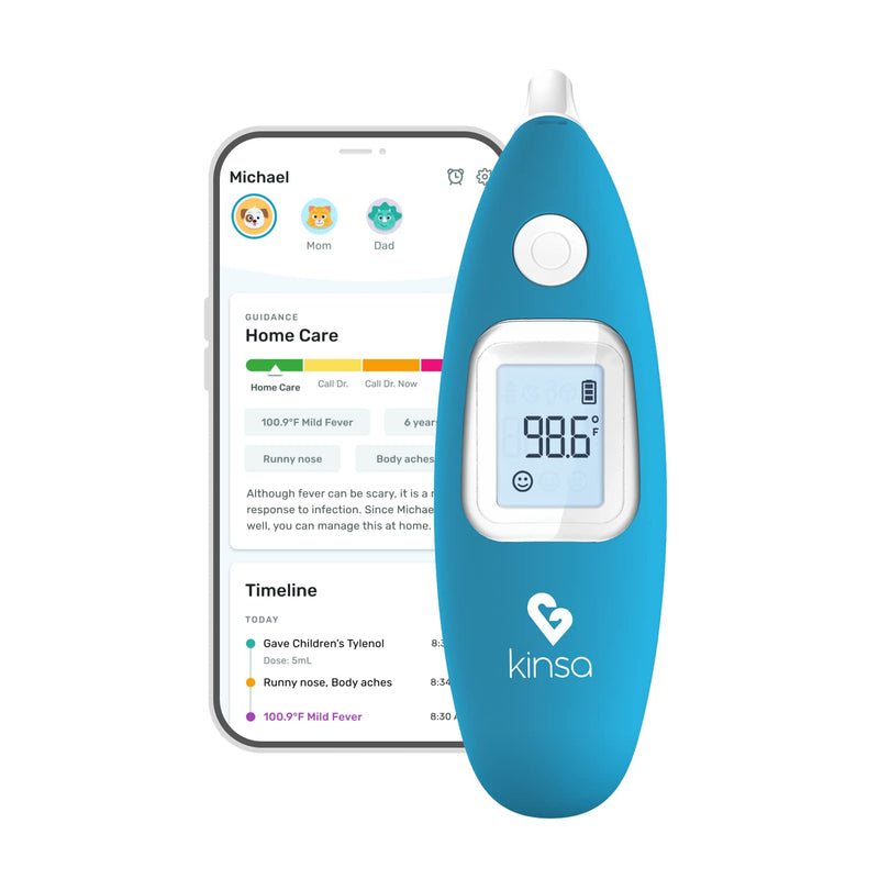 Kinsa Smart Ear Thermometer for Fever - Medical Infrared Termometro - FDA Cleared for Body Temperature Readings for All Ages - Connects to a Smartphone App to Track Symptoms and Get Illness Guidance - BeesActive Australia