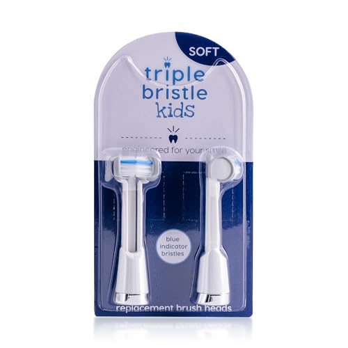 Triple Bristle Kids Sonic Toothbrush, 2 Pack Brush Heads