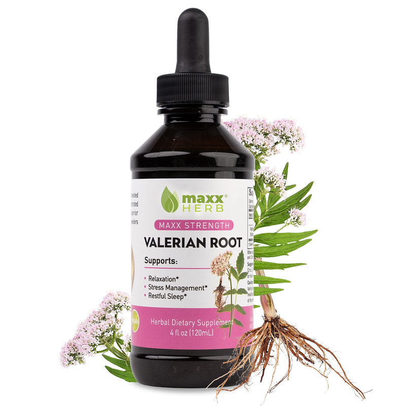Maxx Herb Valerian Root Extract - Max Strength, Liquid Valerian Root Absorbs Better Than Capsules, for Relaxation and Restful Sleep, Alcohol-Free - 4 Oz Bottle (60 Servings) 4 Fl Oz (Pack of 1) - BeesActive Australia