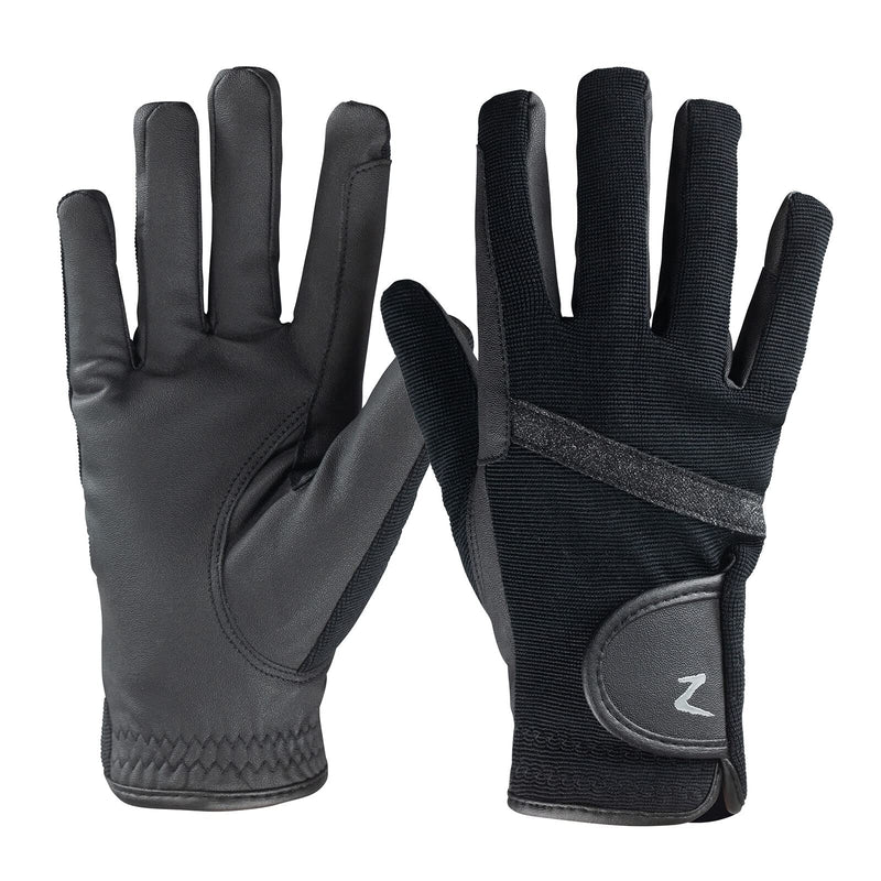 HORZE Women's Equestrian Winter Horse Riding Gloves with Adjustable Cuff and PU Leather Grip Black 8 - BeesActive Australia