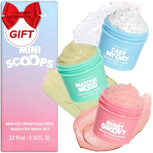 I DEW CARE Wash Off Face Mask Skincare Gift Set - Mini Scoops | Facial Masks, Matcha, Korean Skincare, Pore Cleansing Mask, Cruelty-Free, Travel Size, Mini Set, Stocking Stuffers, Teen Girl Gift Set 01 Mini Scoops