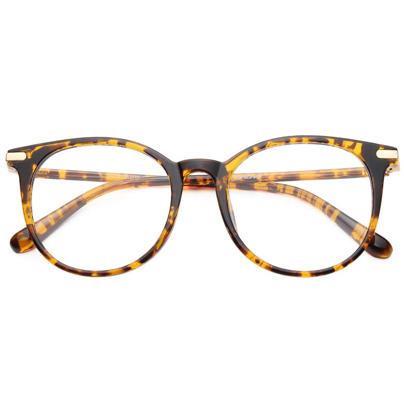 Gaoye Blue Light Blocking Glasses, Retro Round Eyewear Frame Anti Eyestrain Computer Glasses for Women Men - GY1688 (Tea Leopard/Transparent Lens) Tea Leopard/Transparent Lens - BeesActive Australia