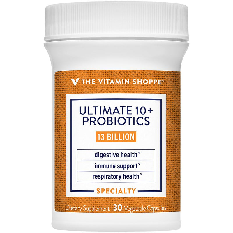 The Vitamin Shoppe Ultimate 10+ Probiotics 13 Billion CFU - 10 Probiotic Strains for Digestive Health, Immune & Gut Support (30 Vegetable Capsule) 1 Count (Pack of 1)