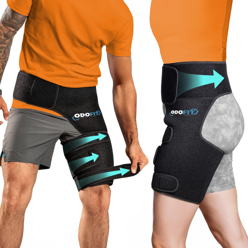 5 in 1 Hip Brace for Women Men Sciatica Pain Relief Devices - Adjustable Groin, Hip Flexor Compression Wrap for Comfortable Thigh, Hamstring & Sciatic Nerve Support, Improved Mobility & Recovery REGULAR LEFT LEG