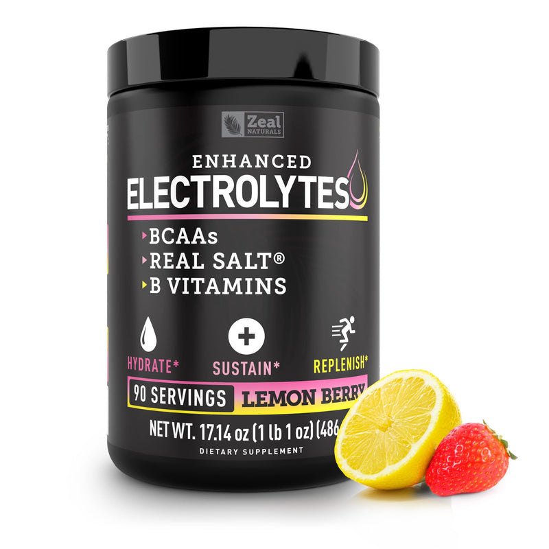 Electrolyte Powder Recovery Drink (90 Servings | Lemon Berry) w Real Salt +BCAAs +B-Vitamins Sugar Free Electrolyte Supplement w Potassium Zinc & Magnesium for Hydration - Keto Electrolytes 90 Servings - BeesActive Australia