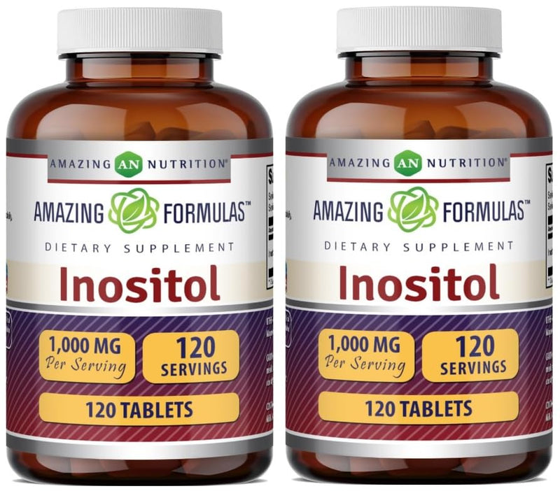 Amazing Formulas Inositol 1000mg Supplement | Tablets | Non-GMO | Gluten-Free | Made in USA (2 Pack, 120 Count) 1 Count (Pack of 1)