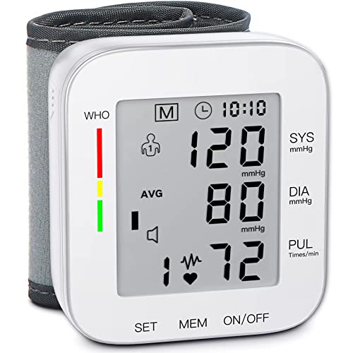 MMIZOO Wrist Blood Pressure Monitor BP Machine with Carrying Case White