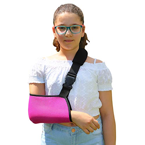 Soles Pediatric Mesh Arm Sling with Padded Shoulder Strap (Pink) Pink