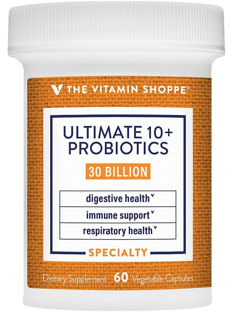The Vitamin Shoppe Brand Ultimate 10+ Probiotics, 13B CFUs, 60 Capsules | Digestive & Immune Support, Multi-Strain Probiotic Supplement for Men & Women, Gluten Free, Non GMO, Vegetarian 60 Count (Pack of 1)