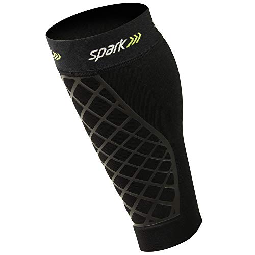 Spark Brownmed Kinetic Calf - Compression Calf Sleeve with Embedded Kinesiology Tape - Calf Brace for Running, Shin Splints & Cycling - Leg Compression Sleeve for Men & Women - Medium