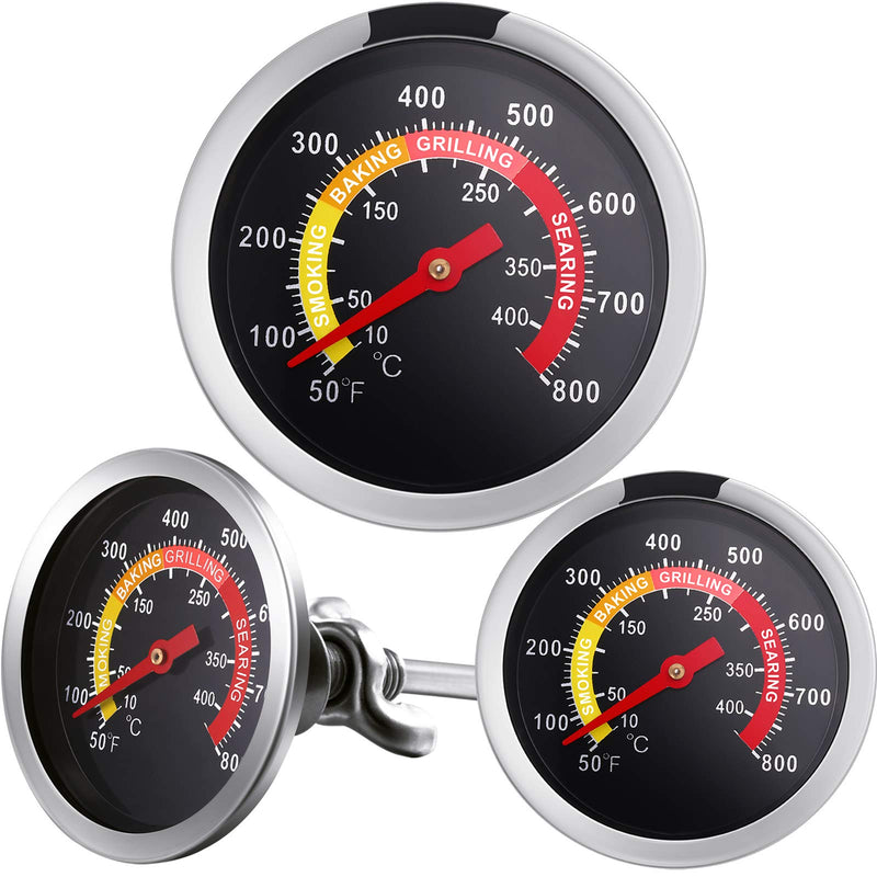 Frienda 3 Packs Charcoal Grill Temperature Gauge Thermometer Gauge Wood Barbecue Charcoal Grill Thermometer Heat Indicator for Lamb Beef Meat Cooking, 2-3/8 Inch Dial and 2-7/8 Inch Stem 1