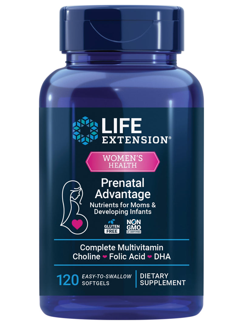 Life Extension Prenatal Advantage, Women‚Äôs multivitamin, Baby Support, folic Acid, Choline, omega-3s, Vitamin C, D3, B1, B6, B12, zinc, niacin, Gluten Free, Non-GMO, 120 softgels - BeesActive Australia